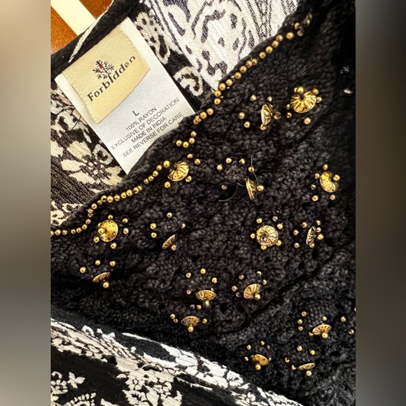 Forbidden paisley knee length crochet strap boho flutter waist tie rayon dress - Picture 8 of 8